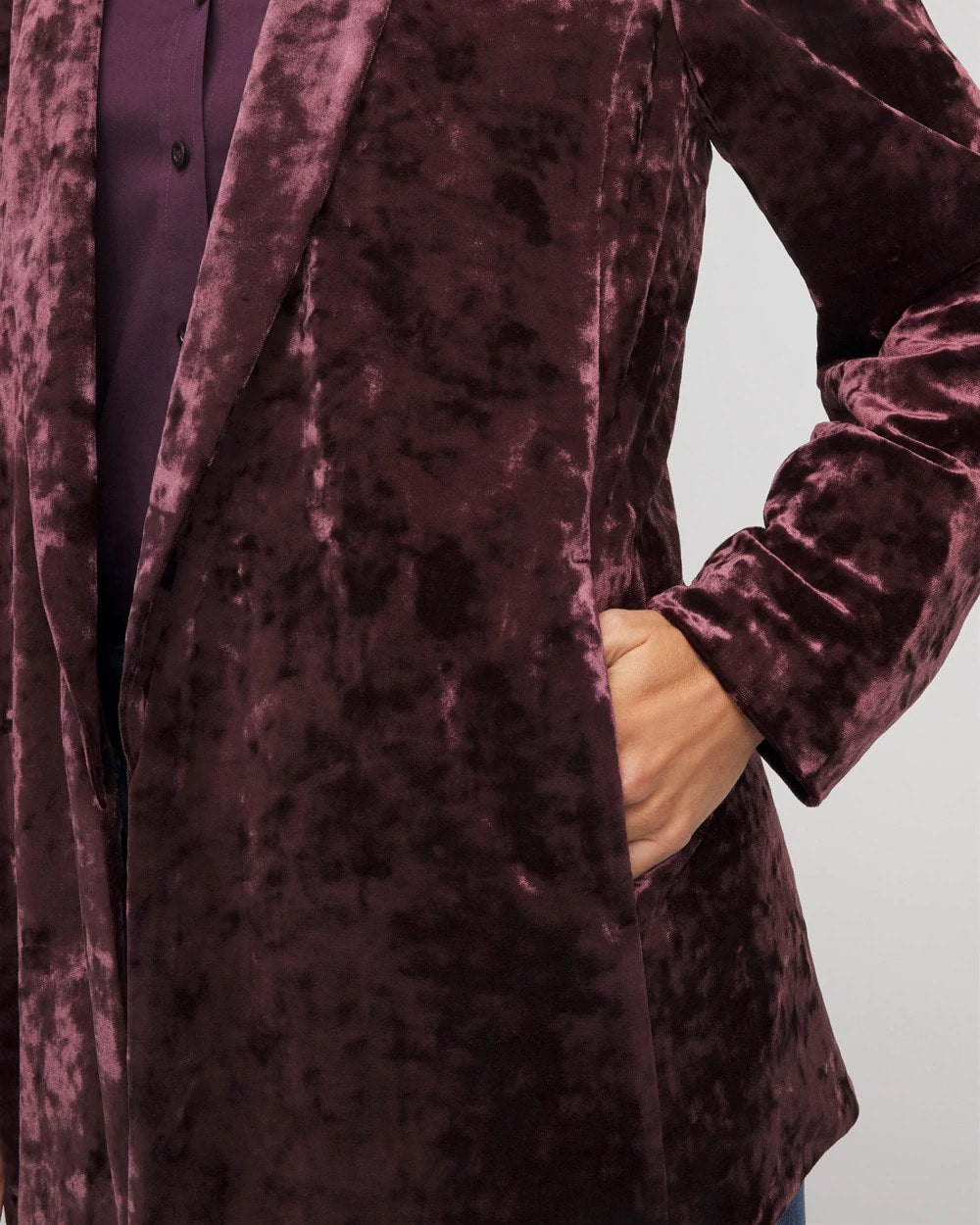 Chico's Crushed Velvet Blazer Night Bloom