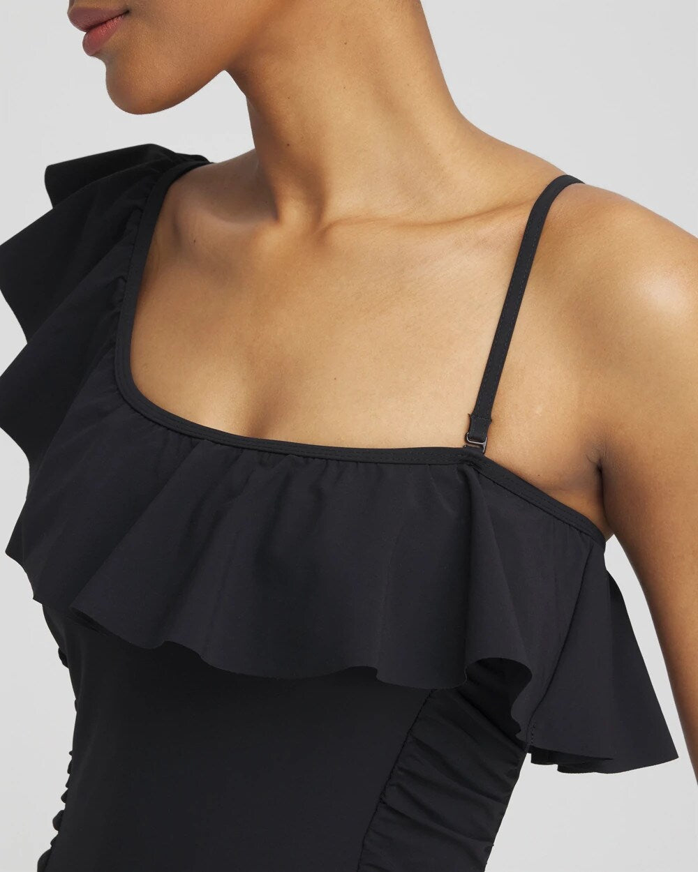 Chico's Gottex One Shoulder One Piece Swimsuit Black