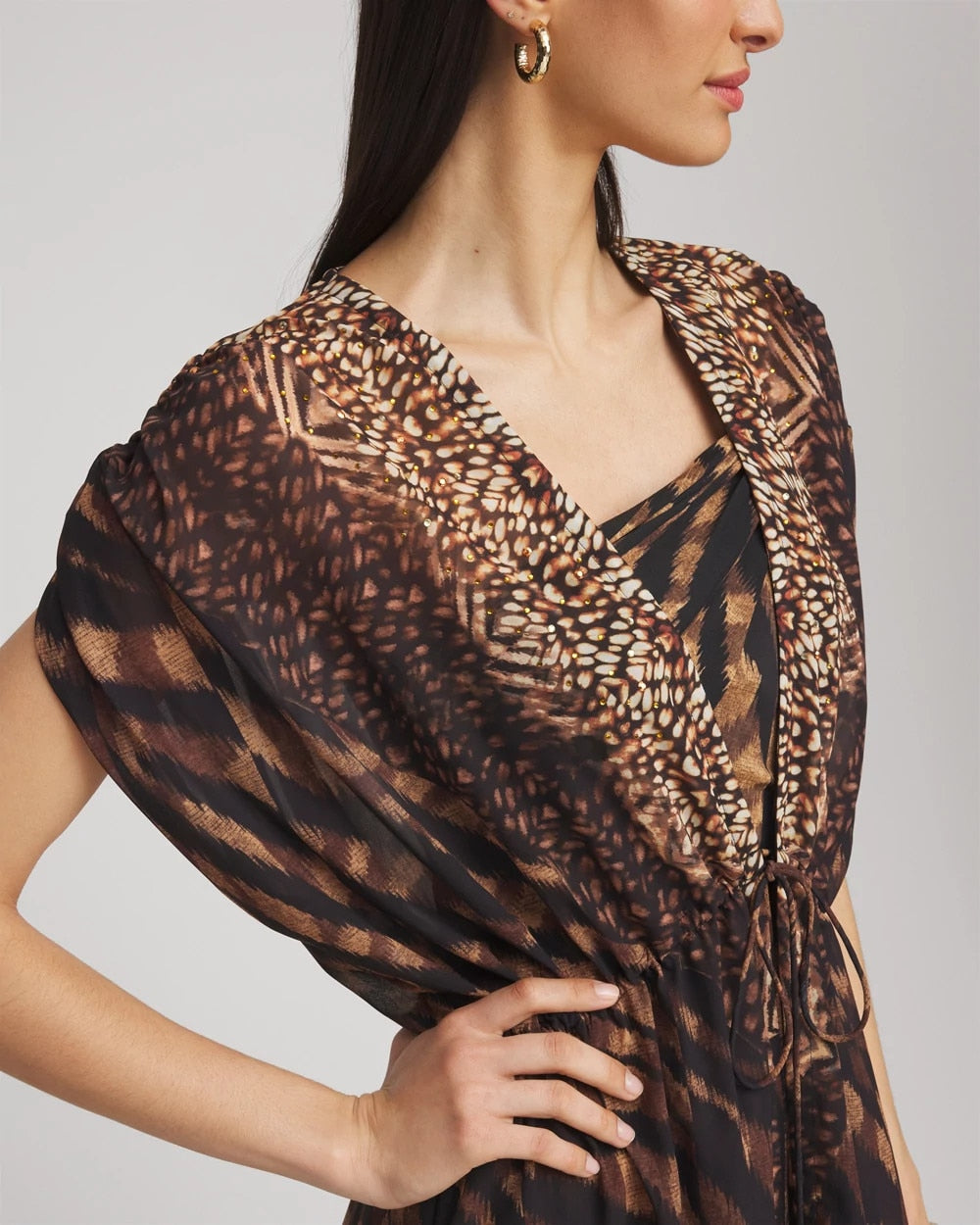 Chico's Miraclesuit® Raya De Safari Kimono Cover-Up Black/Brown