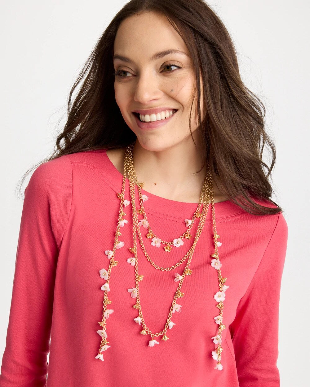 Chico's Pink Multi-Layer Necklace Pink