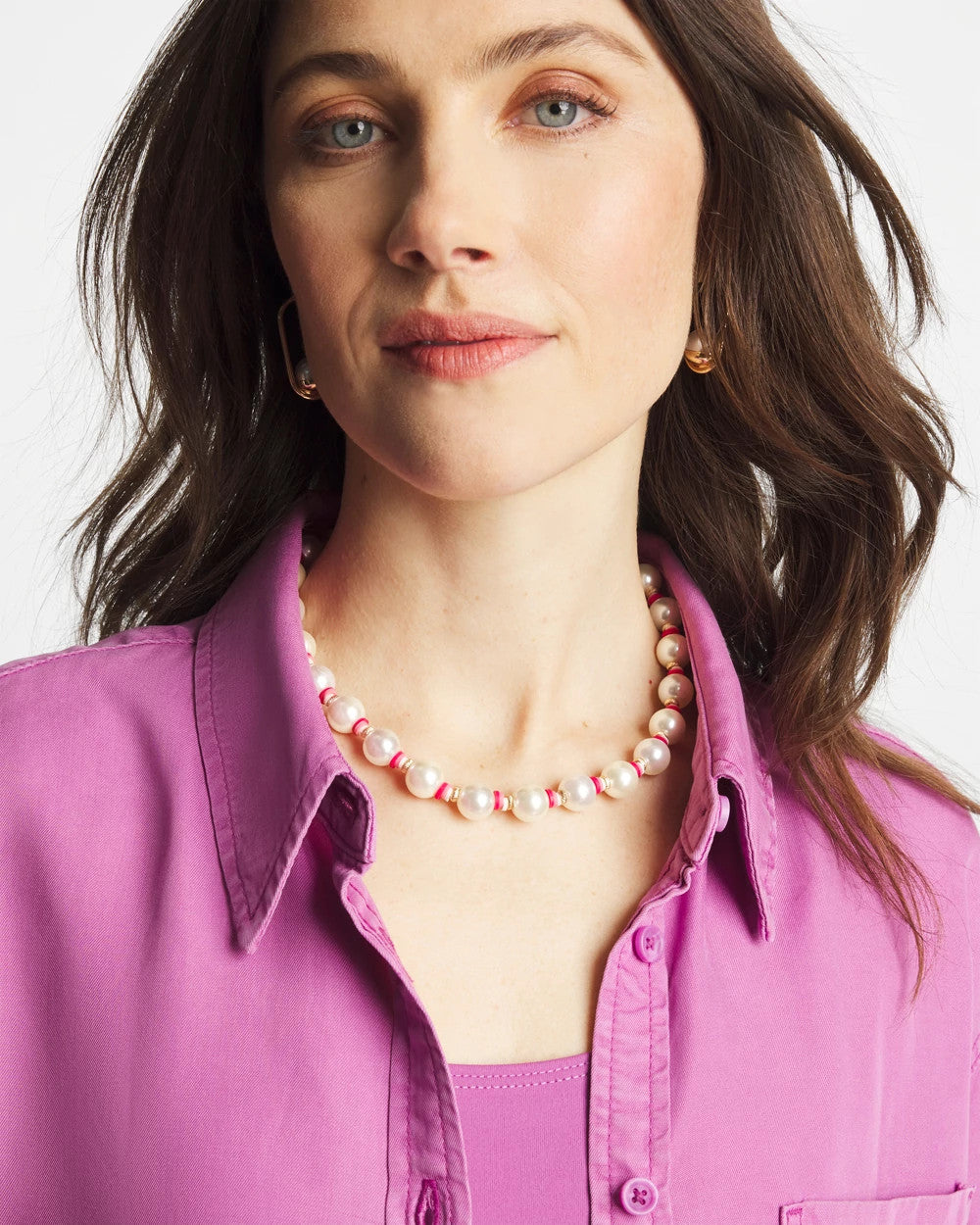 Chico's Short Pearl Pink Necklace Pink