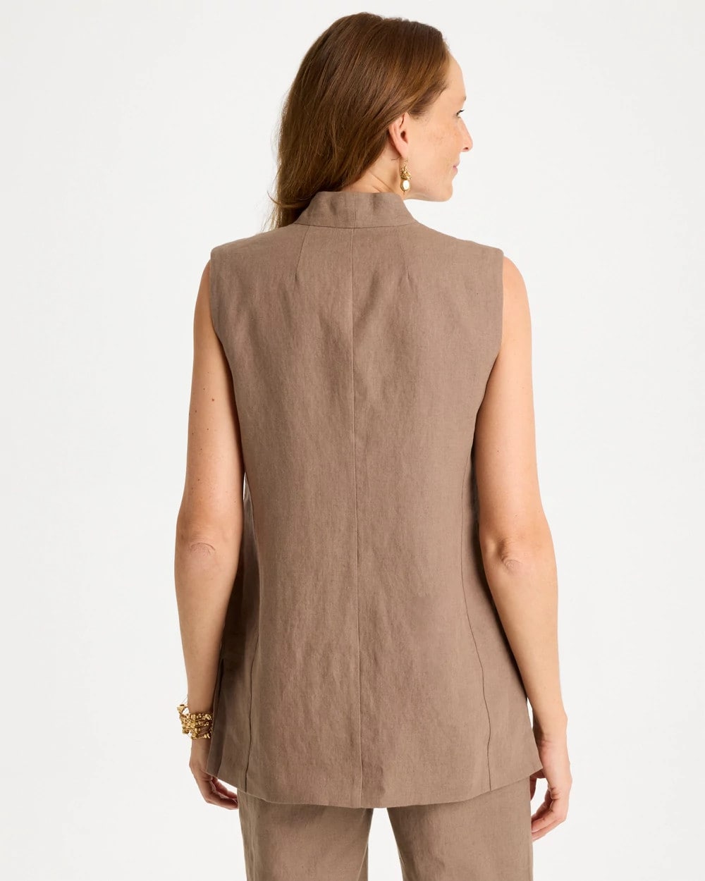 Chico's Long Linen Sleeveless Vest Topaz Smoke