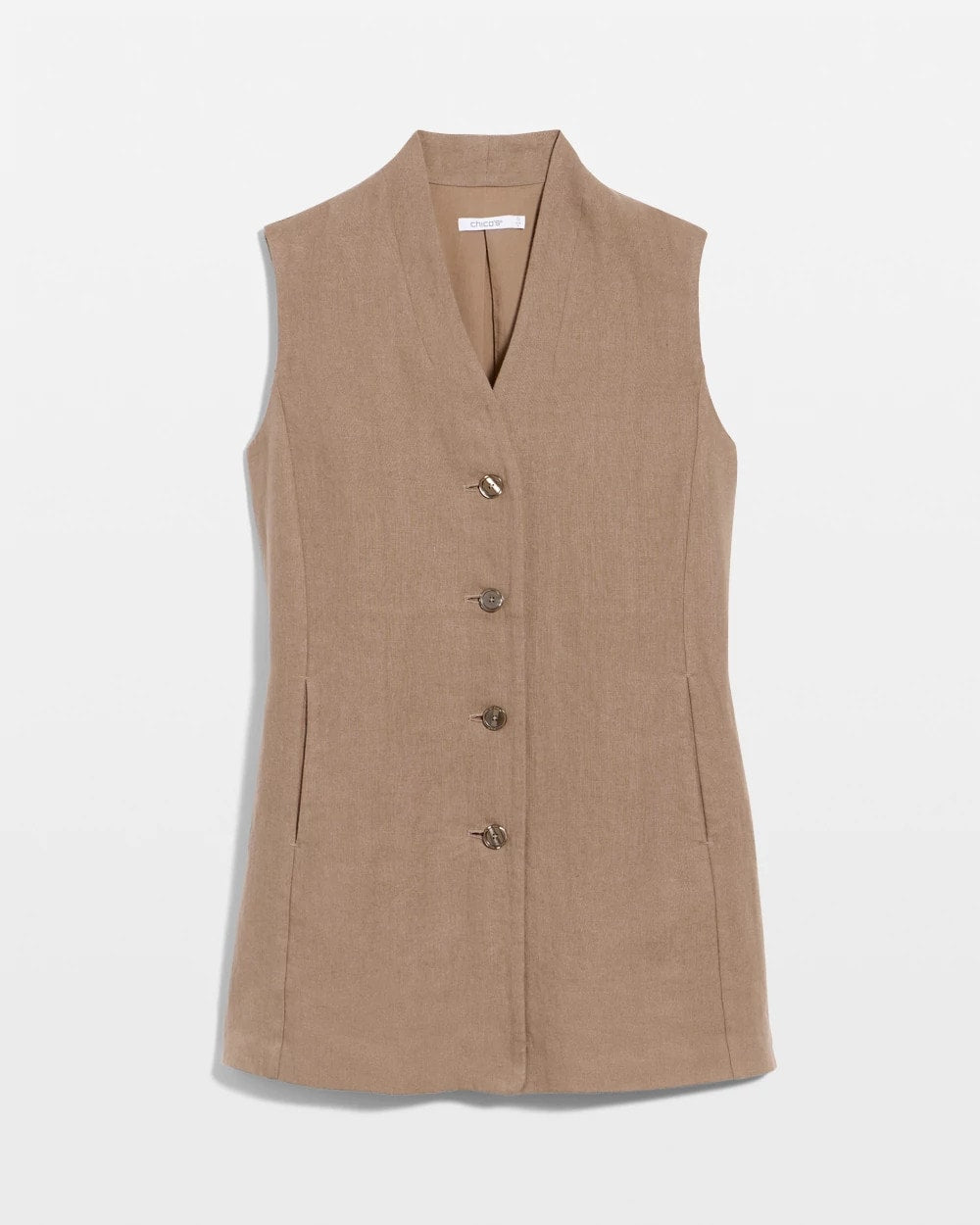 Chico's Long Linen Sleeveless Vest Topaz Smoke