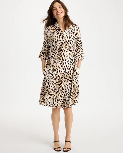 Chico's Ponte Knit Flounce Sleeve Dress Chocolate Fondant
