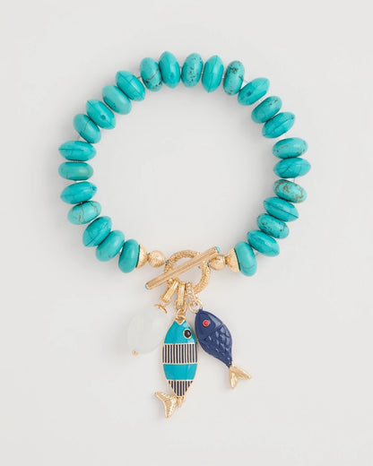 Chico's Turquoise Stone Toggle Charm Bracelet Turquoise