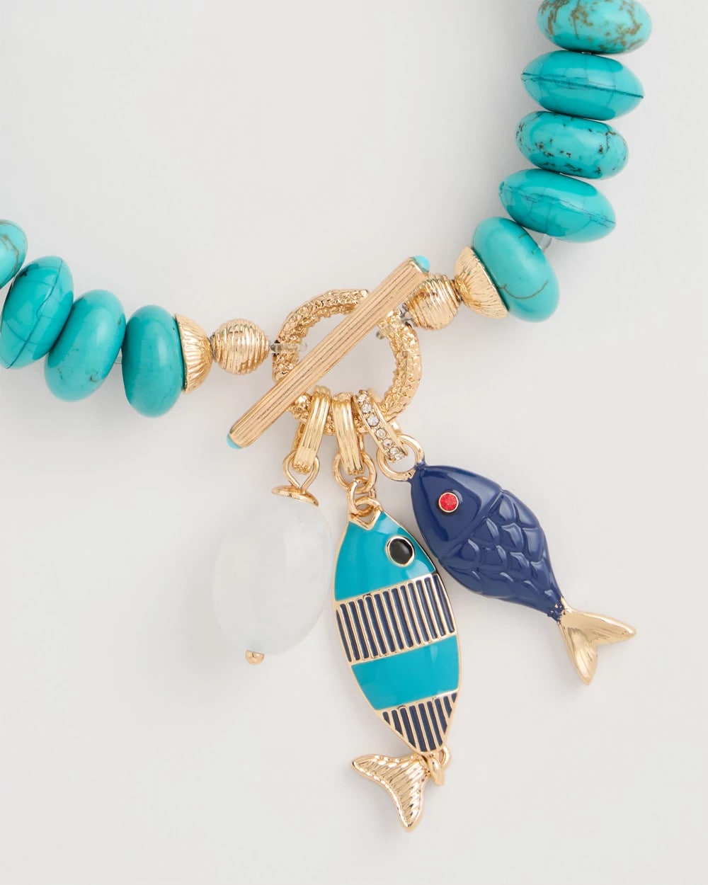 Chico's Turquoise Stone Toggle Charm Bracelet Turquoise