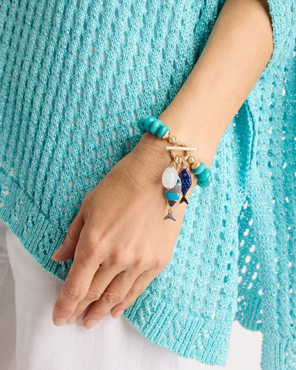 Chico's Turquoise Stone Toggle Charm Bracelet Turquoise
