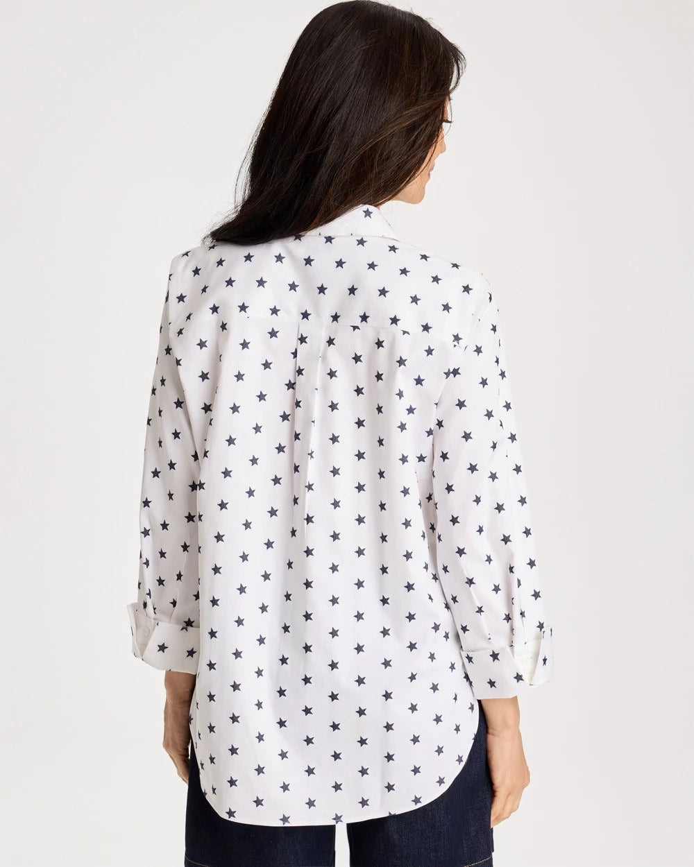 Chico's No Iron™ Stretch Jacquard Stars Shirt Passport Blue