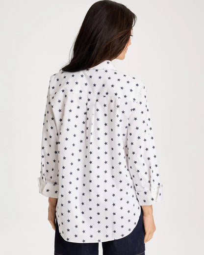 Chico's No Iron™ Stretch Jacquard Stars Shirt Passport Blue