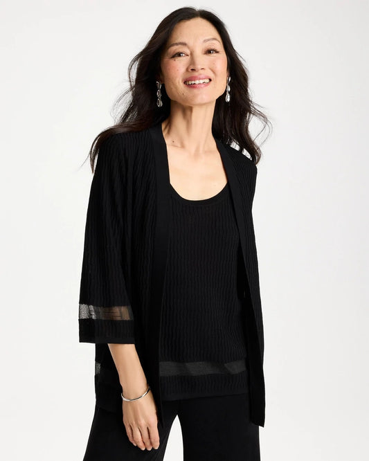 Chico's Travelers™ Sheer Stripe Cardigan Travelers Black
