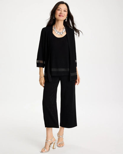 Chico's Travelers™ Sheer Stripe Cardigan Travelers Black