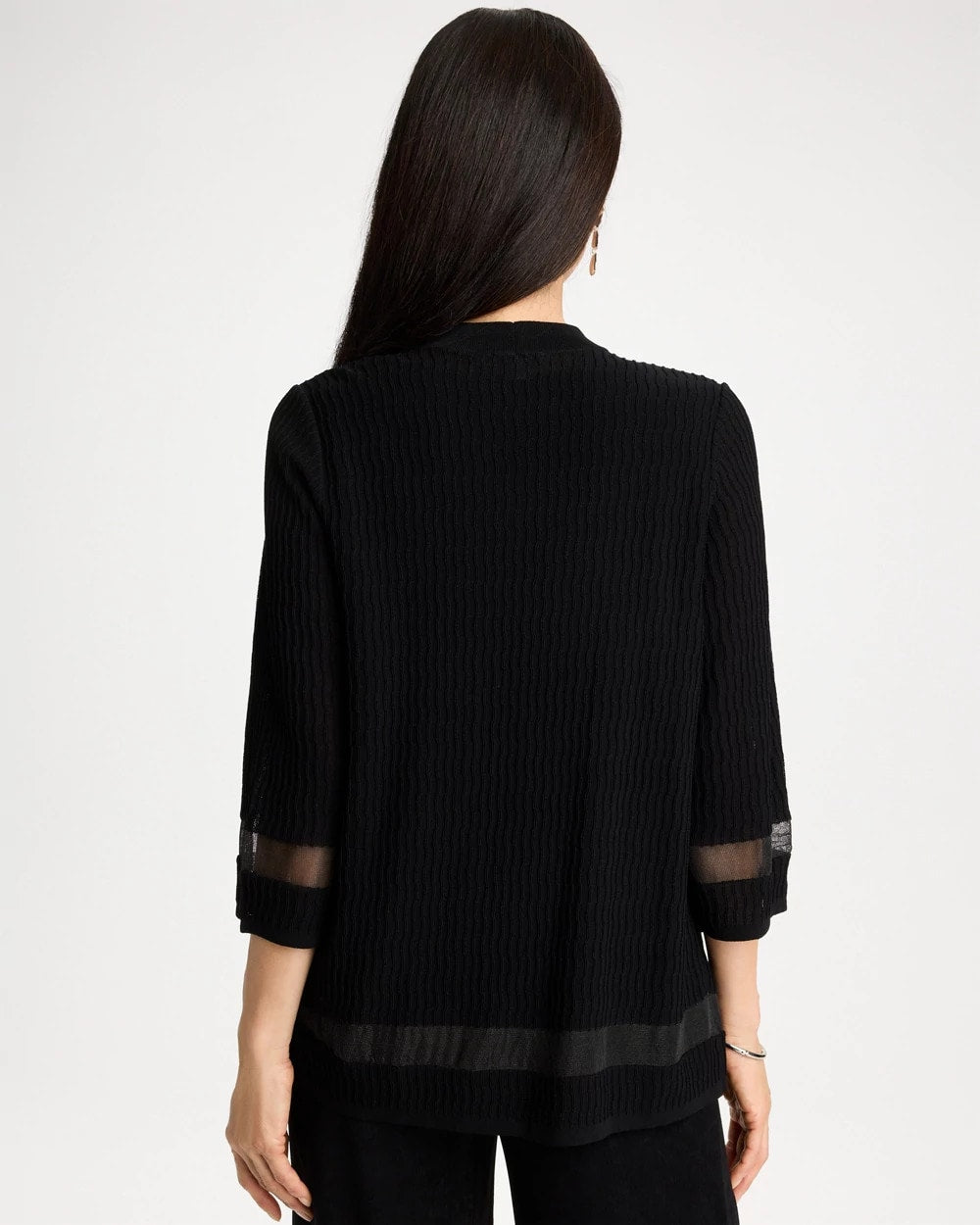 Chico's Travelers™ Sheer Stripe Cardigan Travelers Black