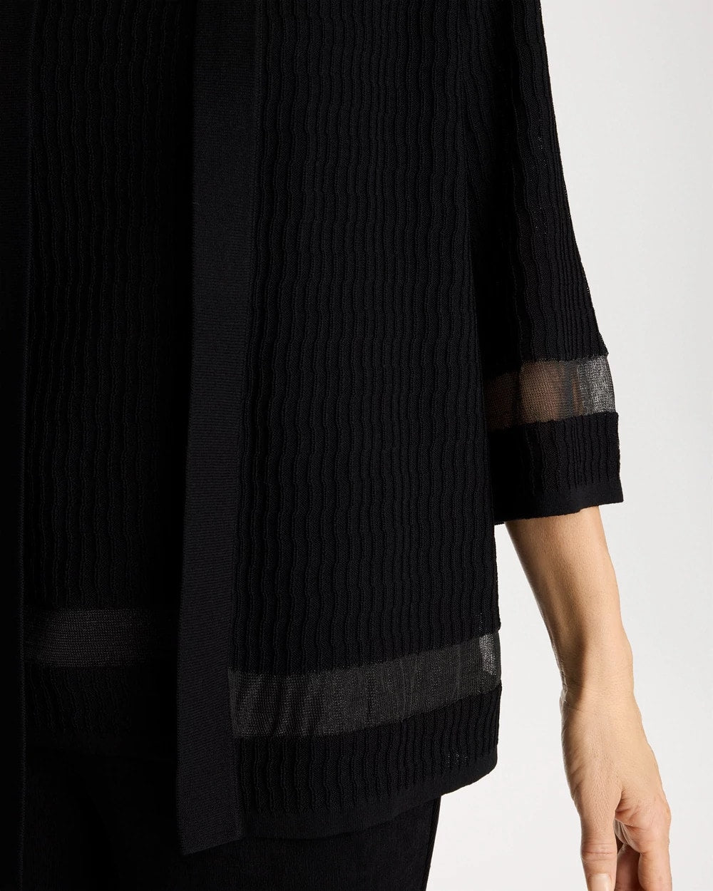Chico's Travelers™ Sheer Stripe Cardigan Travelers Black