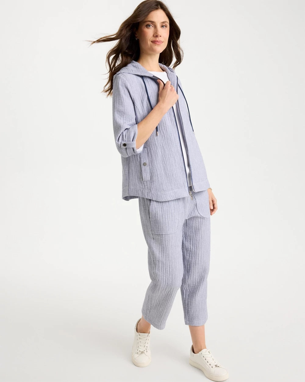 Chico's Zenergy® Striped Gauze Jacket Blue