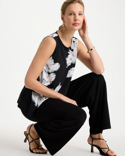 Chico's Travelers™ Knit Abstract Floral Swing Tank Black