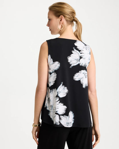 Chico's Travelers™ Knit Abstract Floral Swing Tank Black