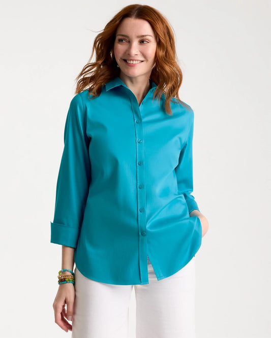 Chico's No Iron™ Stretch Shirt Lagoon Blue