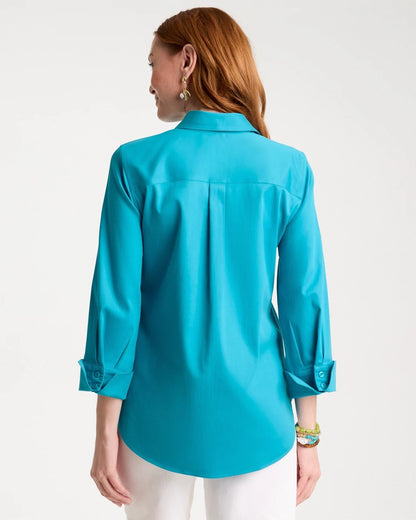 Chico's No Iron™ Stretch Shirt Lagoon Blue