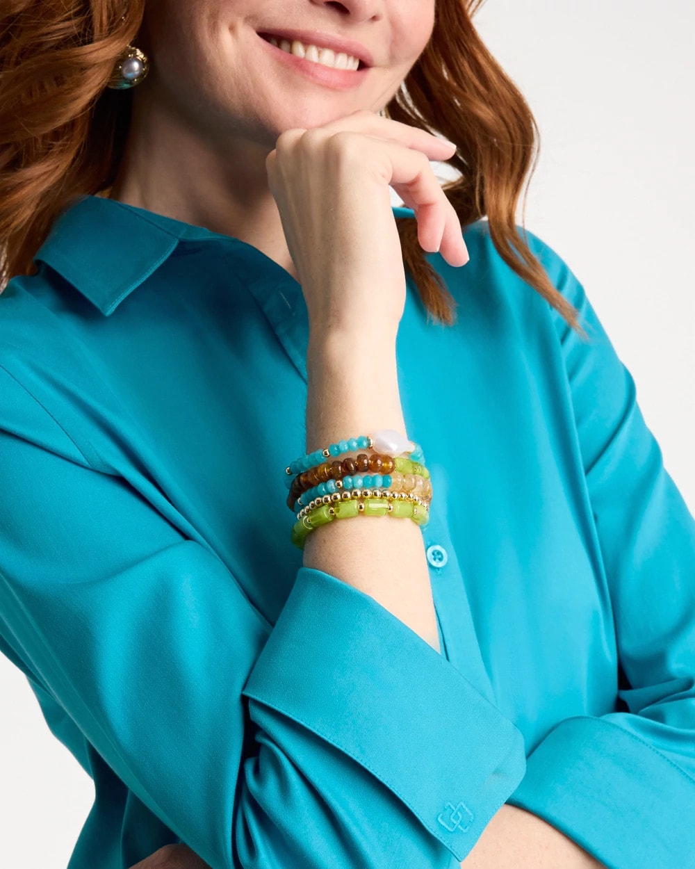 Chico's No Iron™ Stretch Shirt Lagoon Blue