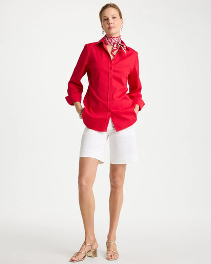 Chico's Emme Fly Front Sateen Shorts Alabaster