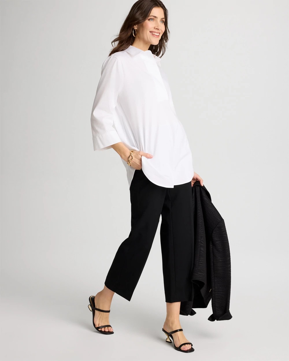 Chico's Juliet Lightweight Straight Crop Pants Black