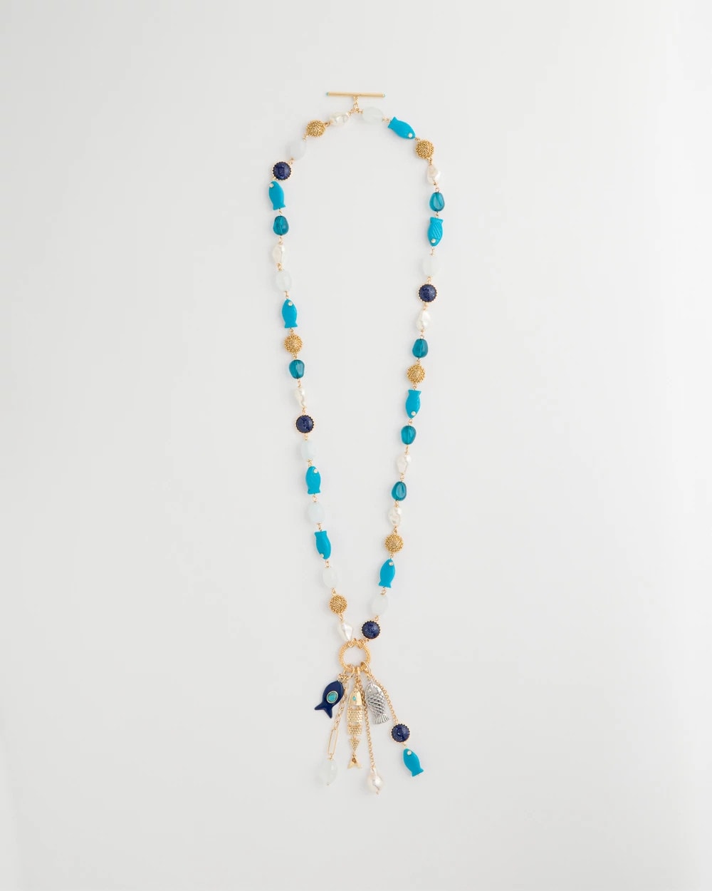 Chico's Convertible Turquoise Fish Charm Necklace Blue Multi