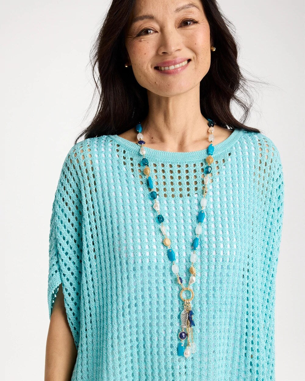 Chico's Convertible Turquoise Fish Charm Necklace Blue Multi