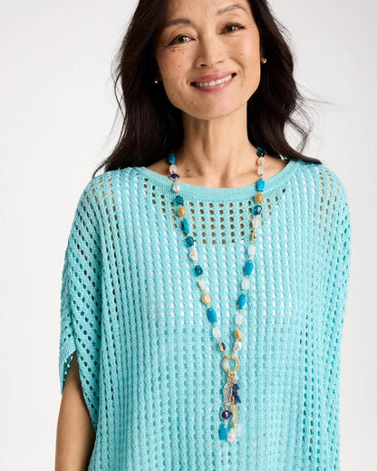 Chico's Convertible Turquoise Fish Charm Necklace Blue Multi