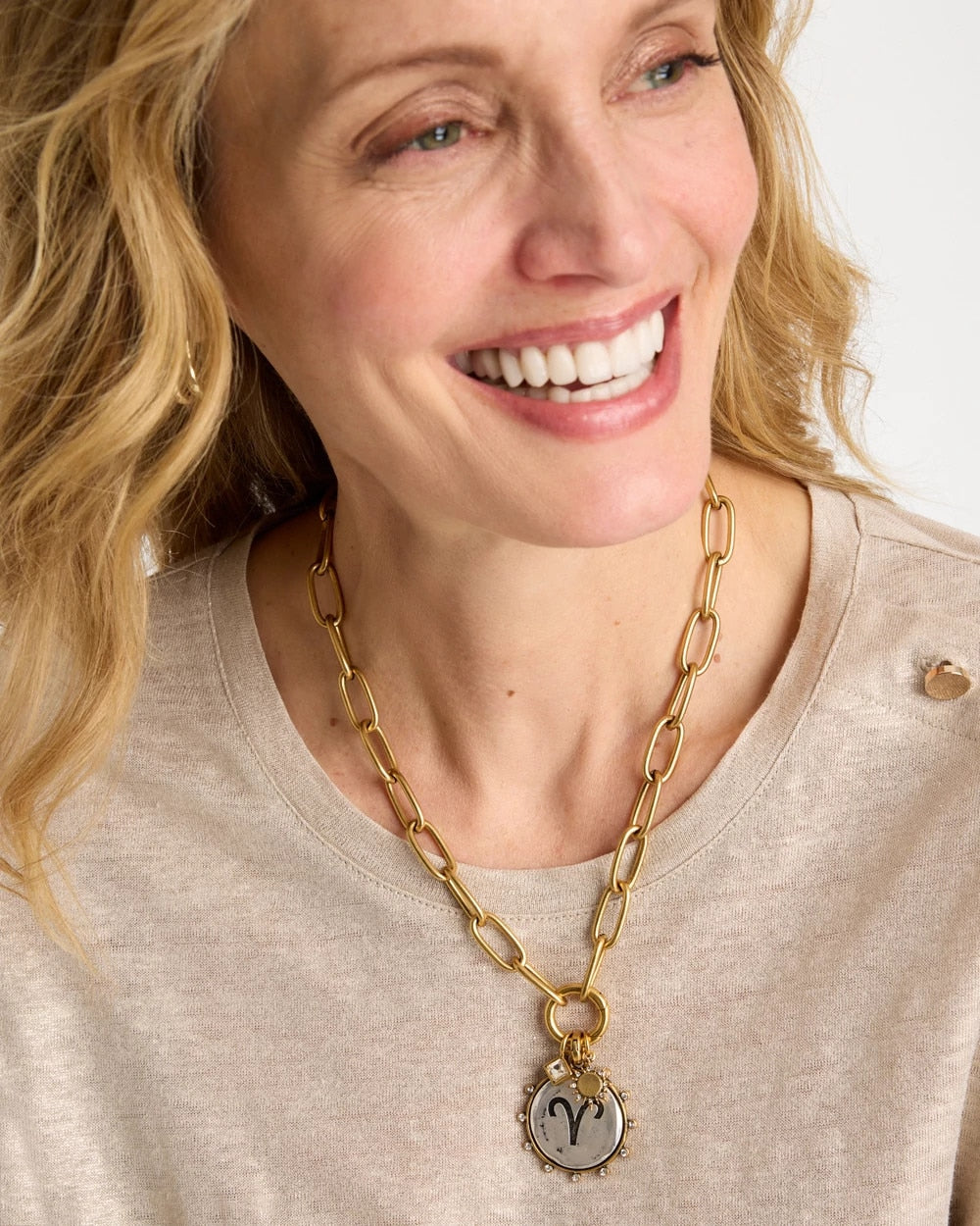 Chico's Golden Charm Link Necklace Gold