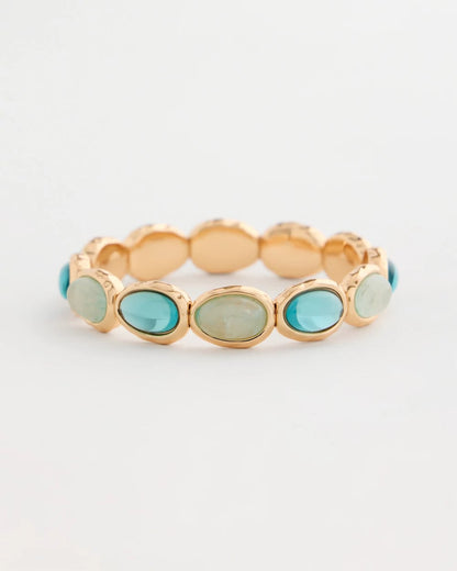Chico's Quartz Stone Large Stretch Bracelet Light Blue