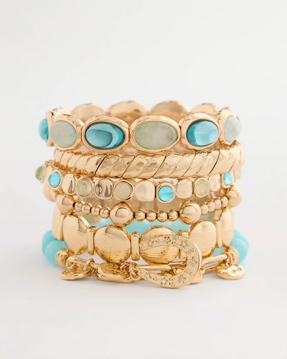 Chico's Quartz Stone Large Stretch Bracelet Light Blue