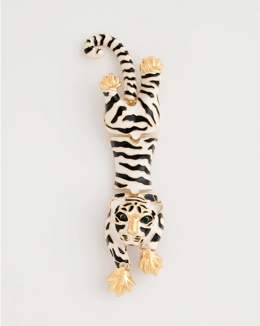 Chico's Tiger Brooch Black/White
