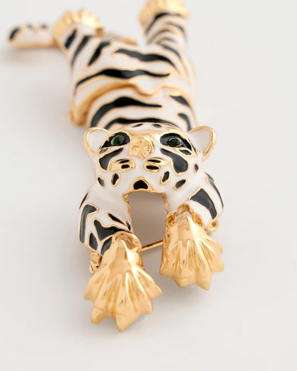 Chico's Tiger Brooch Black/White