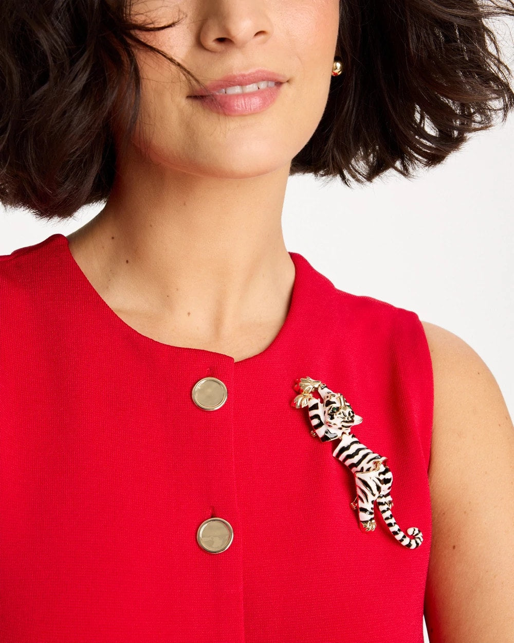 Chico's Tiger Brooch Black/White