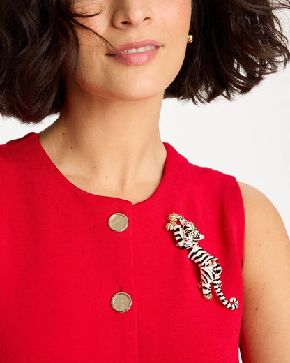 Chico's Tiger Brooch Black/White