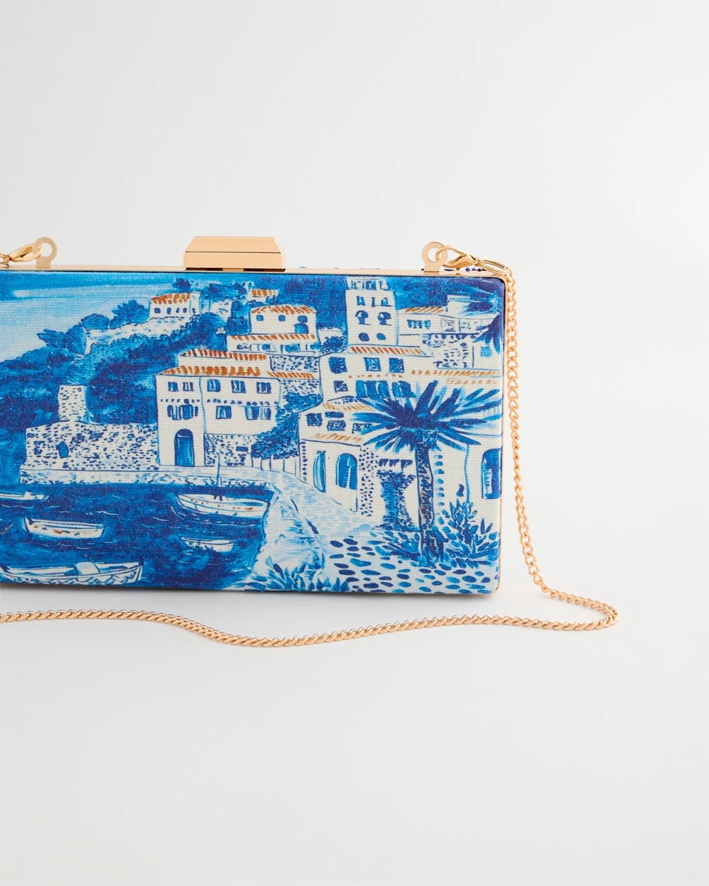 Chico's Embellished Scenic Clutch Blue