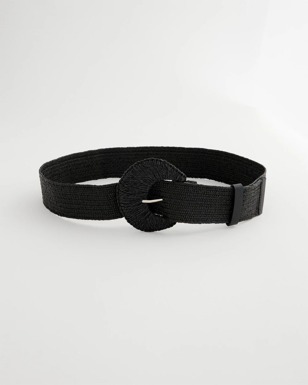 Chico's Raffia Wrapped Stretch Belt Black