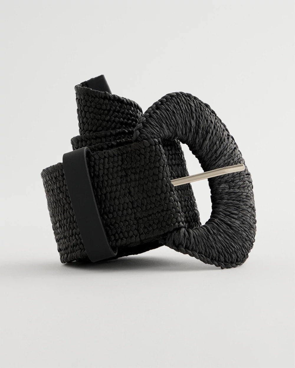 Chico's Raffia Wrapped Stretch Belt Black