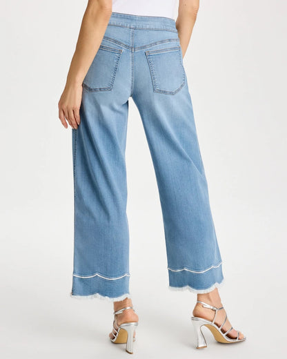 Chico's Scallop Pull-On Wide-Leg Crop Jeans Blue Jay Indigo