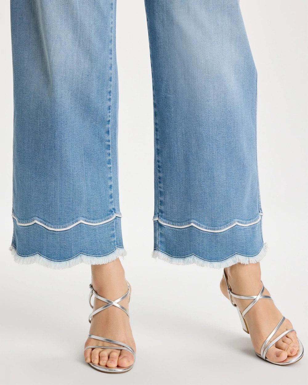 Chico's Scallop Pull-On Wide-Leg Crop Jeans Blue Jay Indigo