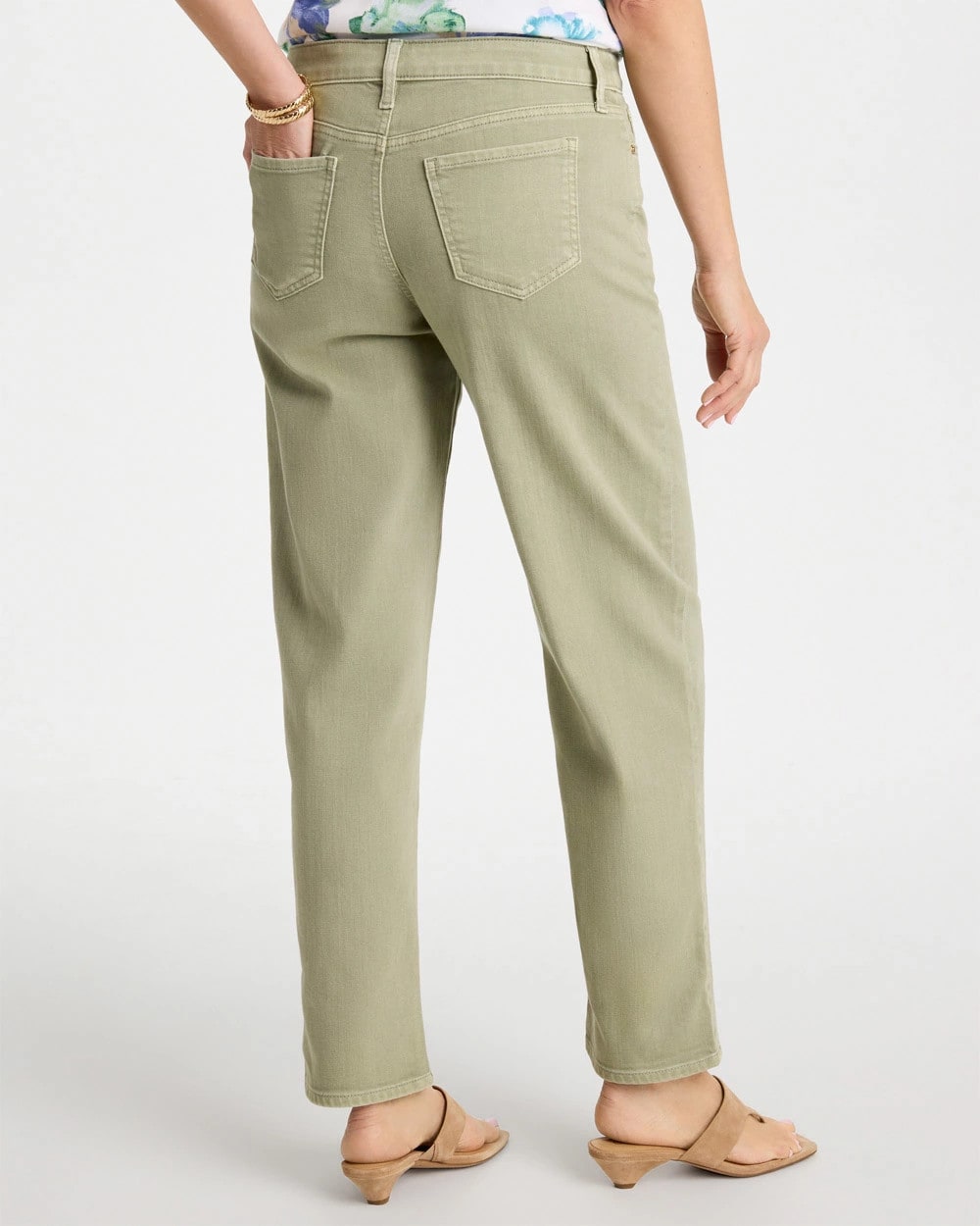 Chico's Boyfriend Relaxed Crop Jeans Seagrass Green