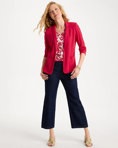 Chico's Slub Knit Blazer Cherry Lush