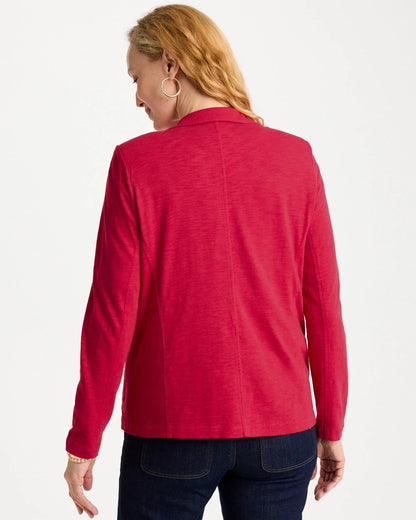 Chico's Slub Knit Blazer Cherry Lush