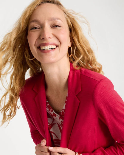 Chico's Slub Knit Blazer Cherry Lush