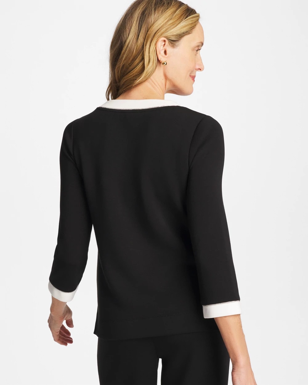 Chico's Zenergy® Soft Caviar Bead Contrast Top Black