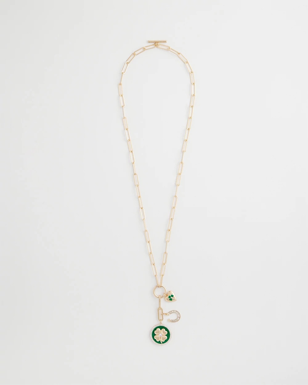 Chico's Lucky Charm Twice As Nice Necklace Green