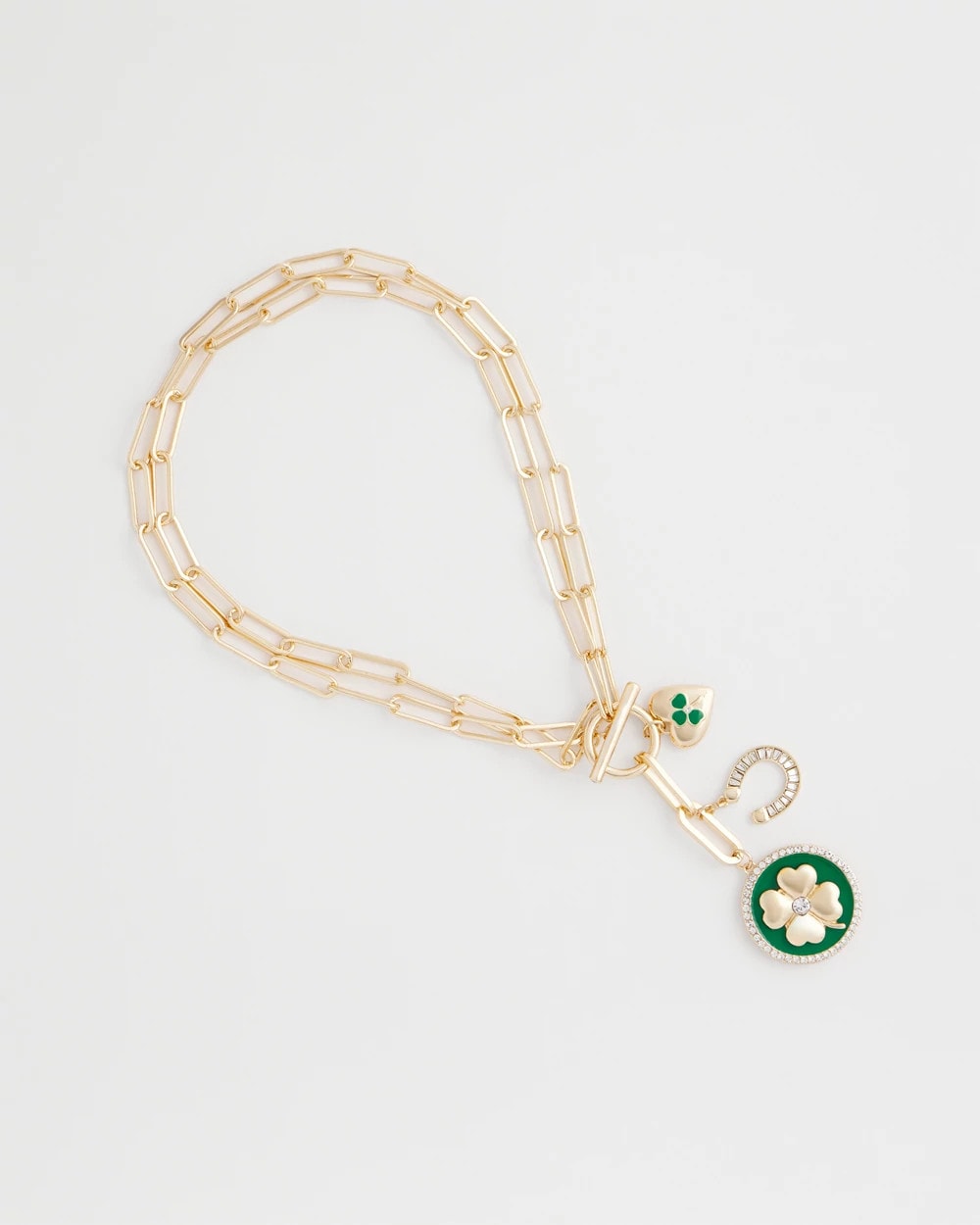 Chico's Lucky Charm Twice As Nice Necklace Green