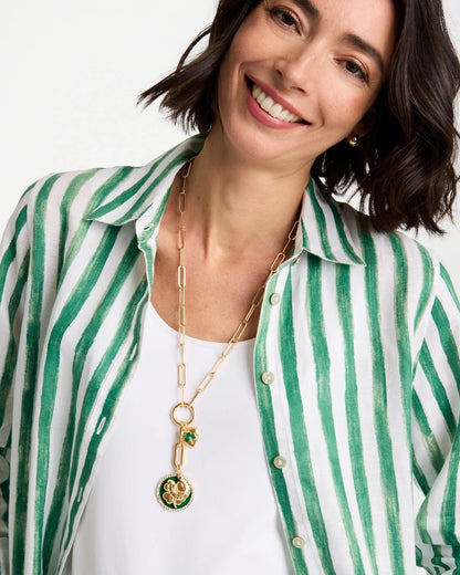 Chico's Lucky Charm Twice As Nice Necklace Green