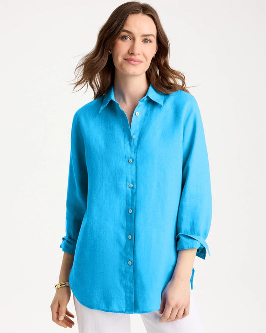 Chico's No Iron™ Linen Shirt Blue Tide