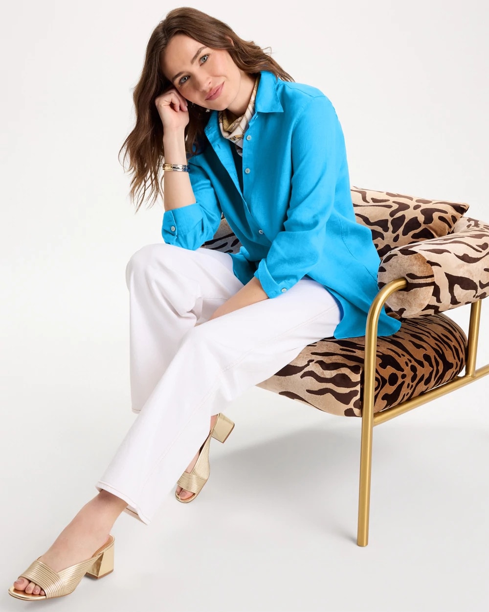 Chico's No Iron™ Linen Shirt Blue Tide